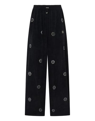 Chenille Skater Fit Tracksuit Pants Monogram Strass