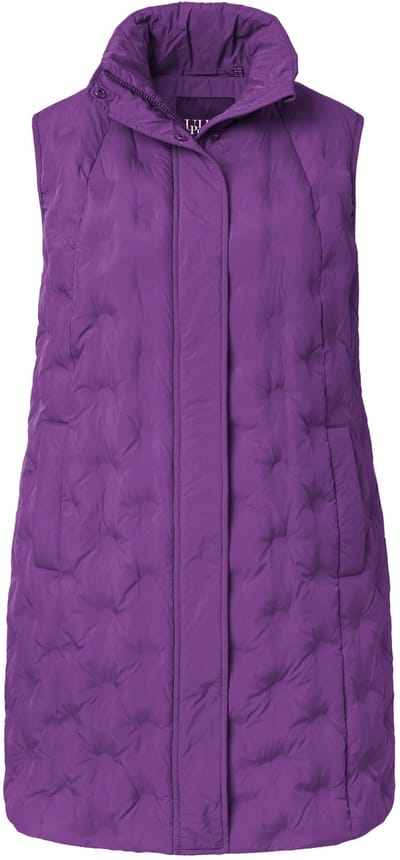 Ulla Popken - Dames - HYPRAR vest met laserstiksel A-lijn opstaande kraag - Purper - Maat 46+