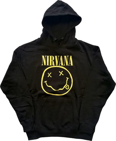 Nirvana - Yellow Happy Face Hoodie/trui - S - Zwart