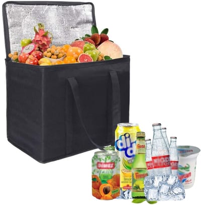 Dailygoods- Koeltas 40L - Opvouwbaar - Isolatie - Picknicktas - Lunchtas - Zwart - Slijtvaste Oxford-stof