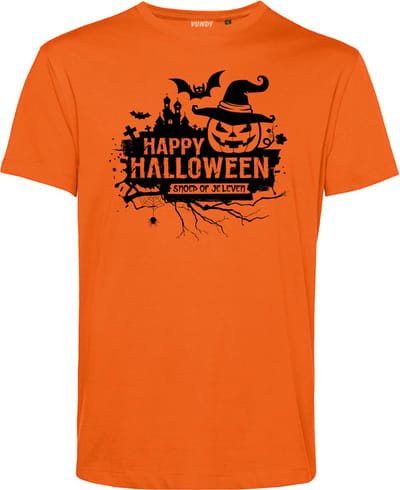 T-shirt Snoep of je leven | Halloween Kostuum Volwassenen | Halloween | Foute Party | Oranje | maat XS