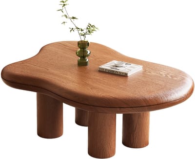 Guyii Design salontafel hout – moderne organische vorm – massief hout look – lage koffietafel woonkamer – Scandinavisch stijl