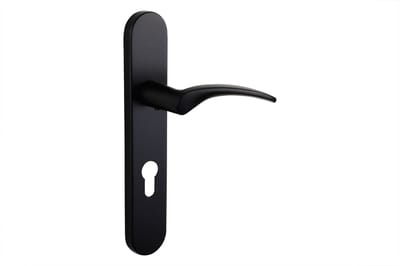 Lavuzo deurkruk Lodini Zwart met afgerond schild PC72 | Per set | Luxe deurbeslag | Deurklink met schild