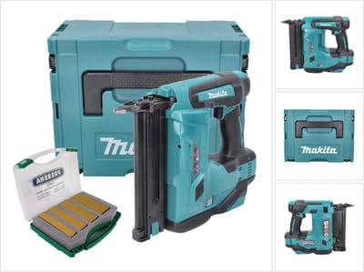 Makita DBN 500 ZJ accu-klemnagelmachine 18 V 15-50 mm + Makpac + klemnagels J-Box 8000 stuks - zonder accu, zonder oplader