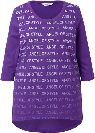 Angel of Style - Dames - T-shirt A-lijn Angel of Style-tekstmotief - Violet - Maat 60