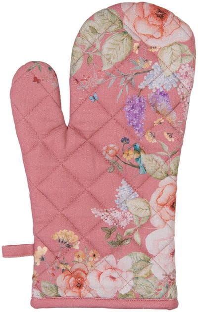 Clayre & Eef Ovenwant 18x30 cm Roze Katoen Bloemen