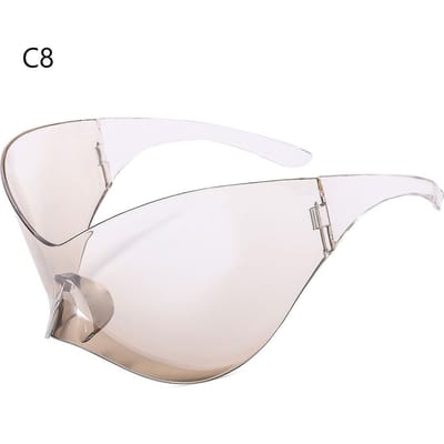 Zilveren Sport Zonnebril Punk Goggle Zonnebrillen voor Mannen Dames Y2K Zonnebrillen Brillen Futuristische Zonnebrillen Wrap Around white