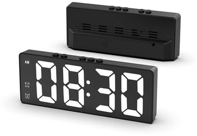 Ynkkvre - Digitale wekker - Wekker - Digitale klok - Alarmklok - Groot Scherm Met Temperatuurweergave En 12/24Uursmodus - 1 - Voor Thuis/Zwart