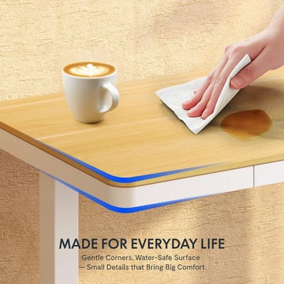 FlexDesk MapleElite Pro Q3 Elektrisch Zit-Sta Bureau 120x60 cm – LED Display, Memory Functie, USB & Type-C, Ingebouwde Lade, Verstelbaar 73,5–118 cm – Natuurlijk Esdoorn