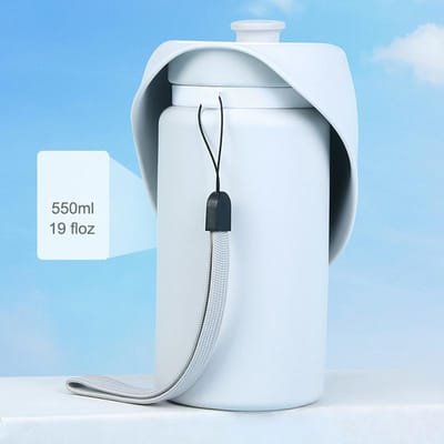 Tasse pliante pour animaux de compagnie, 550ml, bouteille d'eau de voyage Portable, pour chiot, chat, chien, distributeur d'eau potable, fournitures de tasse gris