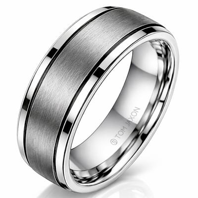 Tom Jaxon heren ring Wolfraam Zwarte Groef Mat en Glans-22mm