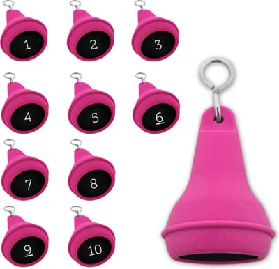 Peervormige sleutelhangers 10 stuks (+ gravering 1 t/m 10) -Pink/Rozes (1 t/m