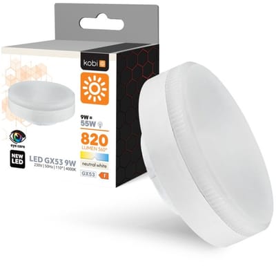 Kobi LED Lamp GX53 - 9W 820lm 4000K - Neutraal Wit Licht - 25000 uur Levensduur - 1 stuk