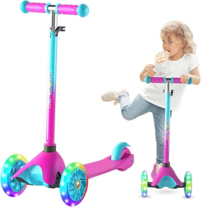 3-Wiel Kinderscooter voor Peuters van 2-5 Jaar met Oplichtende Wielen en Verstelbare Hoogte