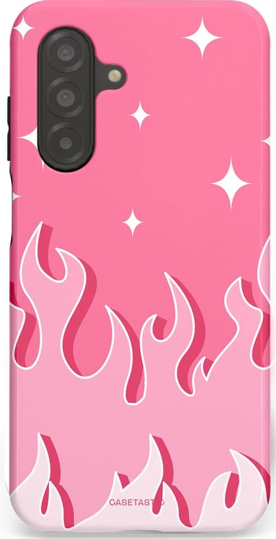 Casetastic Hoesje Geschikt voor Samsung A26 - Stijlvolle Beschermende Duo-layer Case - Roze Vlammen