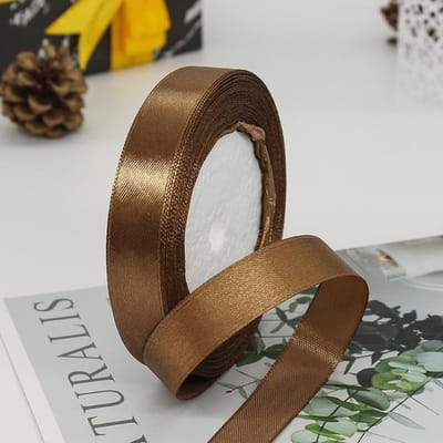 Dailygoods- Satin Ribbon 1.5 cm x 22 m - Cadeauband - Decoratieve Band - DIY Crafts - Verpakking - Bruin Polyester - Cadeauribbon