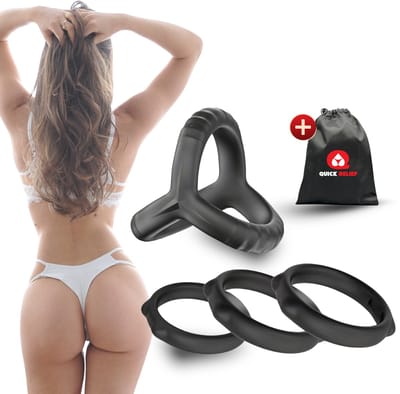 Quick Relief Tri-Balance™ - Cockring Set - Penisring Set voor Mannen - Extra Stimulatie - Sex Toys voor Mannen - Seksspeeltjes - Penisring - Cockringen
