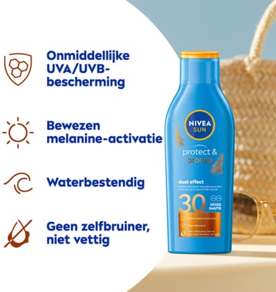 NIVEA Sun Protect & Bronze Zonnebrand SPF 30 - 2 x 200 ml - Voordeelverpakking