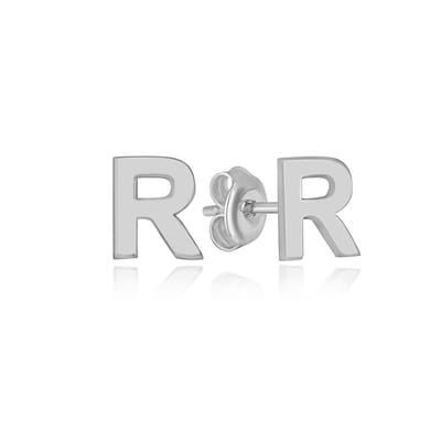 Letter R Initial Oorknoppen (zilvergehalte 925 Sterling) Oorknoppen Zilver Oorbel Trendy Minimalistisch Combi Bedel