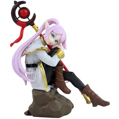 Frières: Au-delà de la fin du voyage Figurine Anime Assise Figurine d'Action 3D Frieren Figurine Stopper à Nouilles Collection Modèle Jouets white