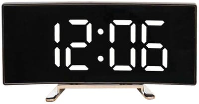longziming -Digitale Wekker Groot LED Display – Dimbare Nachtlamp – Stille Slaapkamer Wekker met Snooze – Modern Gebogen Design – Wit Licht