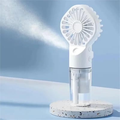 Handventilator met Vernevelaar - Mini Ventilator Waternevel - Directe Verfrissing - Werkt op Batterijen - 100x100x100 mm - Grijs