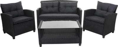 XXL poly rotan set MCW-F10, balkon/tuin/lounge set zitgroep, bank fauteuil met kussens Spun Poly ~ antraciet