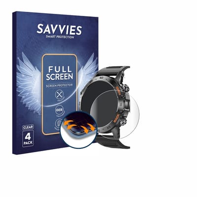 Savvies - Screenprotector voor Lemfo Smartwatch 1.39" - Folie Beschermfolie transparant volledig dekking 4 Stuks