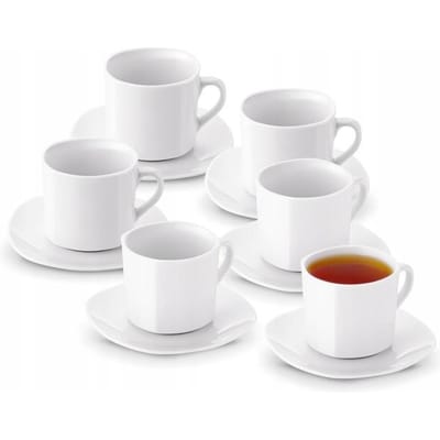 Tadar Porseleinen Koffie- en Theekopjes met Schotels, 6x220 ml