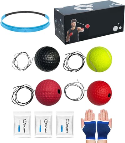 Boksreflexbal set - Trainingsbal hoofdband - Verbeter handcoördinatie - Verschillende balgewichten - 6 cm bal diameter - Meerdere kleuren