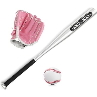 Honkbal Ballen Set Honkbalknuppel+Honkbal+Honkbalhandschoenen 25 inch Aluminium Honkbalknuppel 10,5 inch roze