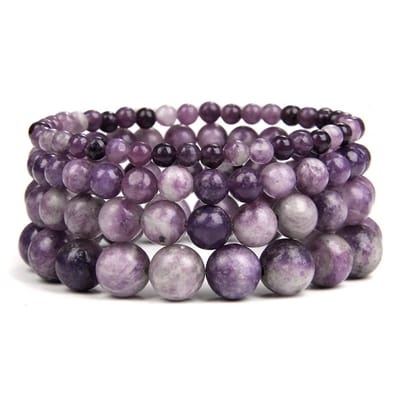 Bixorp Gems Paarse Mica Chalcedoon Edelsteen Armbanden set 4mm + 6mm + 8mm + 10mm - Edelstenen Armbanden Bundel Cadeau