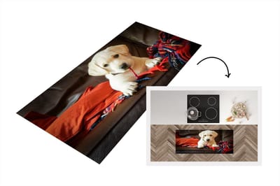Keukenloper - Loper keuken - Labrador puppy met deken - 120x50 cm - Keukenloper vinyl