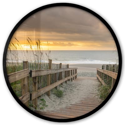 Poster in lijst Rond - Fotolijst 40x40 cm - Posters - Strand - Zee - Duin - Pad - Ronde posterlijst zwart - Decoratie - Wanddecoratie woonkamer - Muurdecoratie slaapkamer