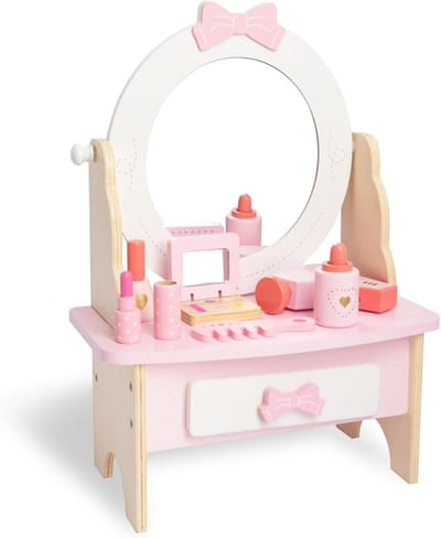 HEZIVO® Kaptafel Kinderen - Make Up Tafel - Met Draaibare Spiegel - Hout - Roze