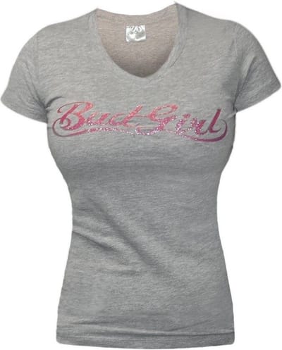 Bad Girl T-shirt met V-hals Grijs Roze - 16 Jaar