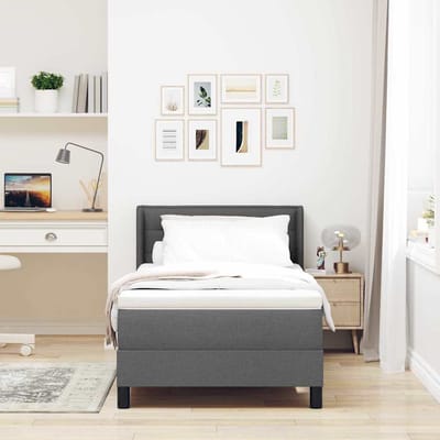 vidaXL - Boxspring - bed - met - kussen - Donkergrijs - 190 - x - 90 - cm - Stof