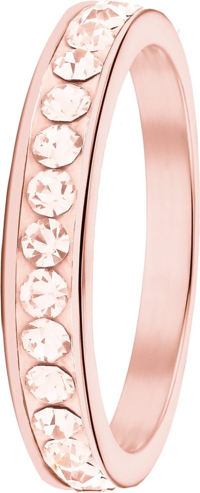Lucardi Meisjes Kinder ring met plating - Rond - Kristal - Cadeau - Staal - Rosékleurig