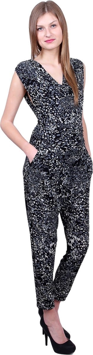 John Zack - Zwart met Grijze Jumpsuit met Lange Broekspijpen