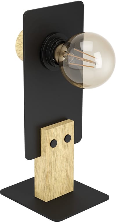 EGLO Bramerton Tafellamp - E27 - Staal|Hout - Zwart|Bruin