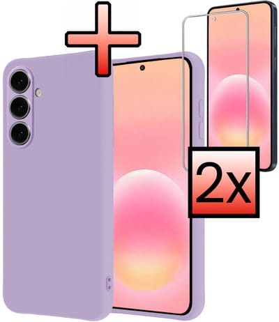 Hoesje - Met 2x Screenprotector - Geschikt voor Samsung Galaxy A57 - Sterk & Shockproof - Back Cover - Siliconen Case - Telefoon Hoes - Lila