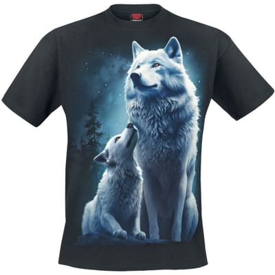 Spiral T-shirt - Wolf Guardian - S tot 4XL - voor Mannen - zwart
