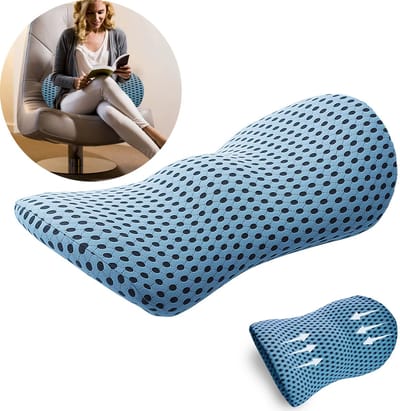 Ademend Ergonomisch Memory Foam Rugkussen – Lage Rug Ondersteuning, Lumbar Kussen voor Bureaustoel, Autostoel en Bed – Comfort Kussen voor Thuis en Werk