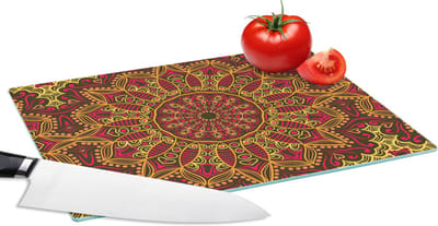 Glazen Snijplank - 28x20 - Patroon - Mandala - Planten - Snijplanken Glas