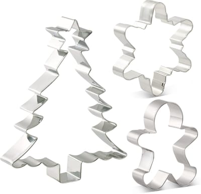 Set Kerst uitsteekvormen 3 vormen | Kerstboom, Koekemannetje, Kerstster| Koekjes deeg uitsteken/Koekjes bakken