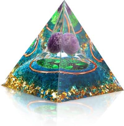 Kristallen piramide, 6 cm amethist piramide edelsteen, levensboom piramide piramide desktop ornament, woondecoratie voor yoga, meditatie (groen)