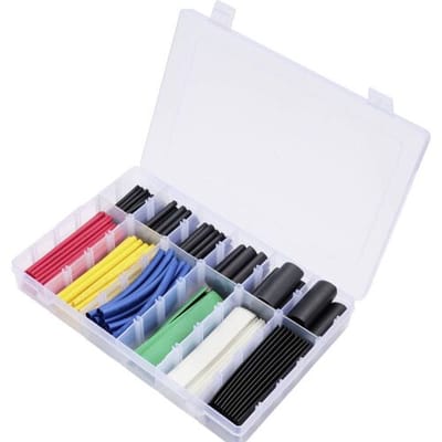 TRU COMPONENTS TC-13388820 Krimpkous assortiment Rood, Geel, Blauw, Groen, Wit, Zwart Krimpverhouding:2:1, 3:1 190 stuk(s)
