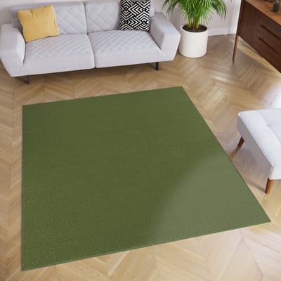 Tapiso Mono Square Vloerkleed Groen Laagpolig Vierkant Tapijt Maat- 120x120