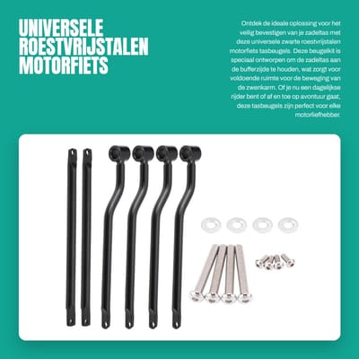 Dailygoods- Motorfiets Tasbeugels Universele Roestvrijstalen - Zadeltas Houder - Beugelset - Steun - Rijveiligheid - Hoogwaardige Betrouwbaarheid - Zadeltasbeugels