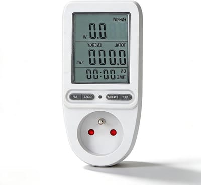 Slimme Stekker met Digitale Display en Vermogensmeter voor Thuisgebruik, 230 V met Interne Batterij en Energie Monitoring